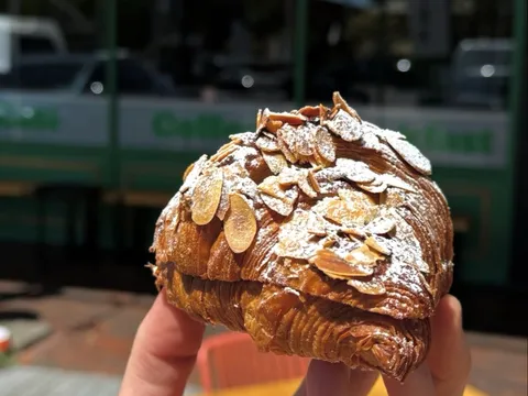 Twice baked Almond croissant from Della & dottie