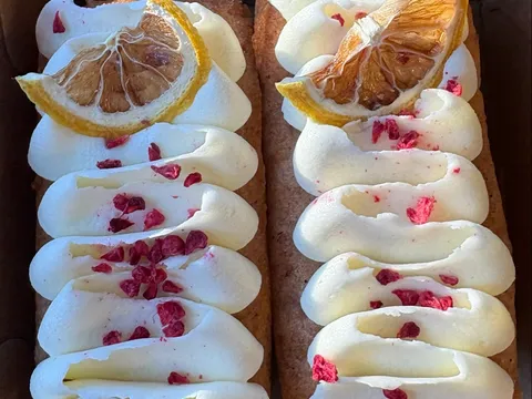 Cake slice lemon & raspberry from a stall in Barossa, SA