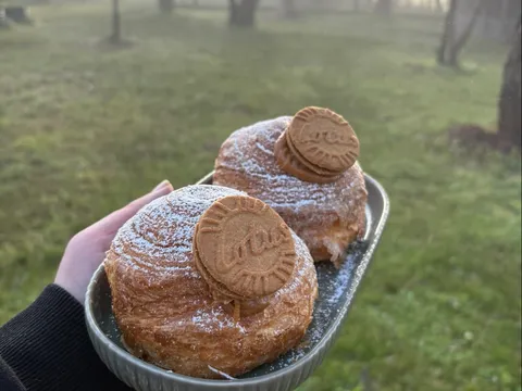 Biscoff custard croissant from Della & dottie