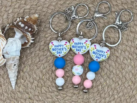 Mothers Day Themed Keyrings from a stall in Golden Beach, QLD