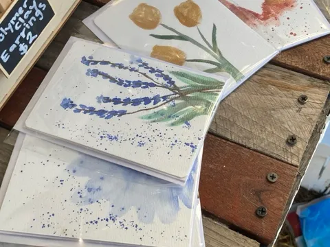 Watercolour cards from Nays Farm stand