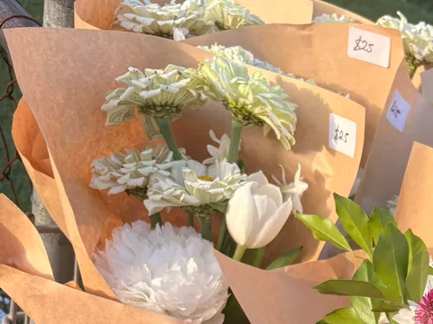 White seasonal bunch from Florals on cribb by Amore Fioir 