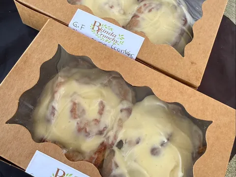 Gluten free Cinnamon Scrolls with cream cheese icing from B Kinda Crunchy 