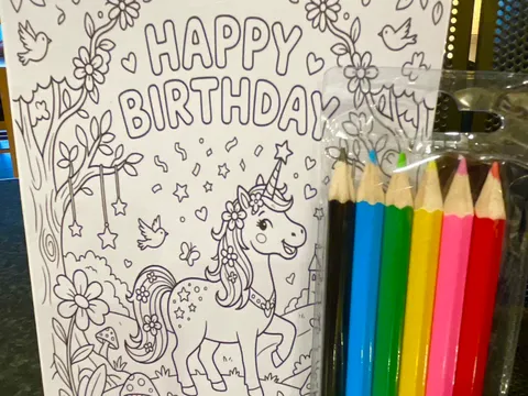 Kids colour your own birthday card with free mini pencils from Eternal Blooms by Sarah 