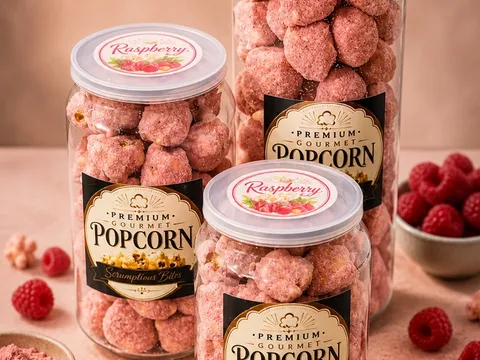 Premium Gourmet Raspberry Popcorn from Scrumptious Bites