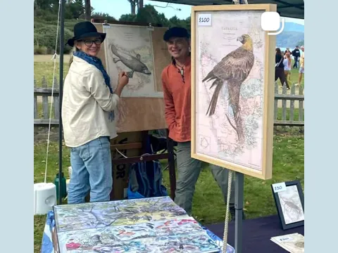 Artist Tracey Polglaze in Sloping Main, TAS